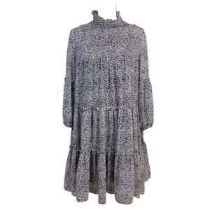 Just Taylor Georgette Smocked Animal Print Peasant Dress Size XL